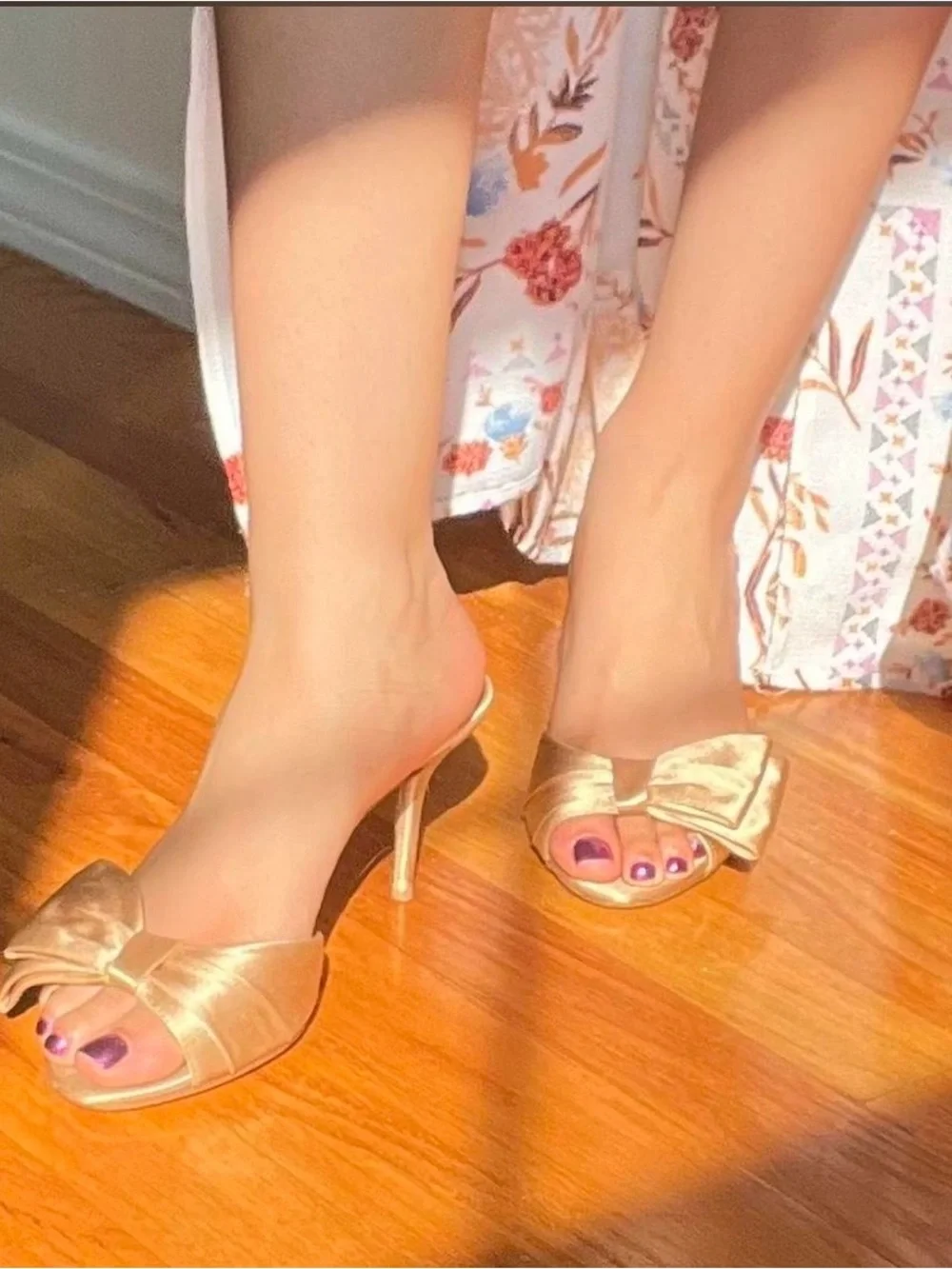 Prada Bronze Satin Bow Stiletto Mule